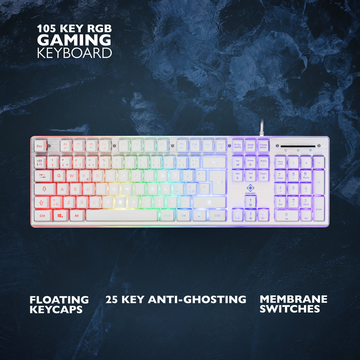 Deltaco Gaming WK75 keyboard nordic, white