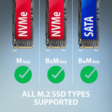 Axagon ADM2-AM USB-A 10Gbps - M.2 NVMe & SATA SSD adaptér, kabelis USB-A 10cm SSD kabinet Sort