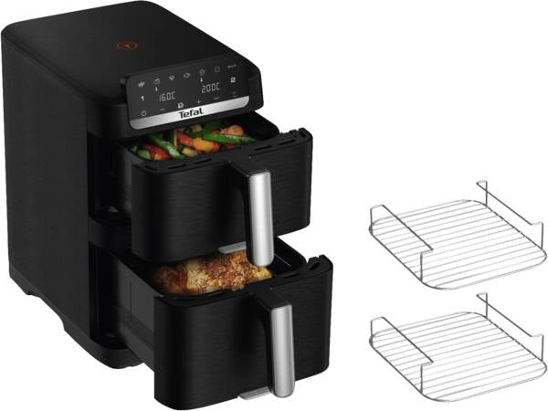 Tefal Easy Fry EY7568 Dobbelt 10 L Enkeltstående 2700 W Varmluftsteger Sort