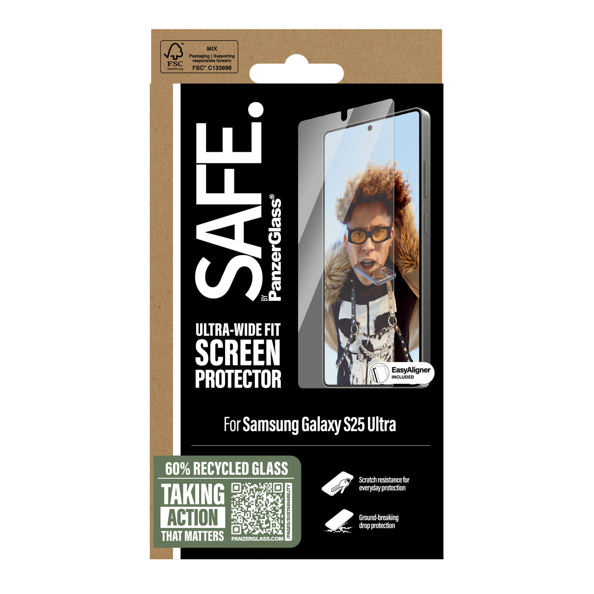 PanzerGlass SAFE. by ® Skærmbeskyttelse Samsung Galaxy S25 Ultra | Ultra-Wide Fit w. Aligner