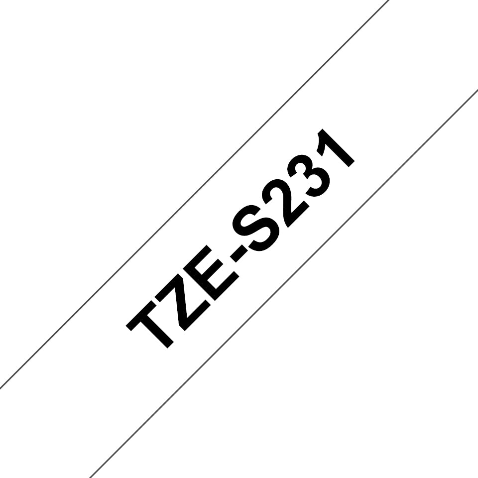 Brother TZE-S231 etiketbånd Sort på hvid TZ