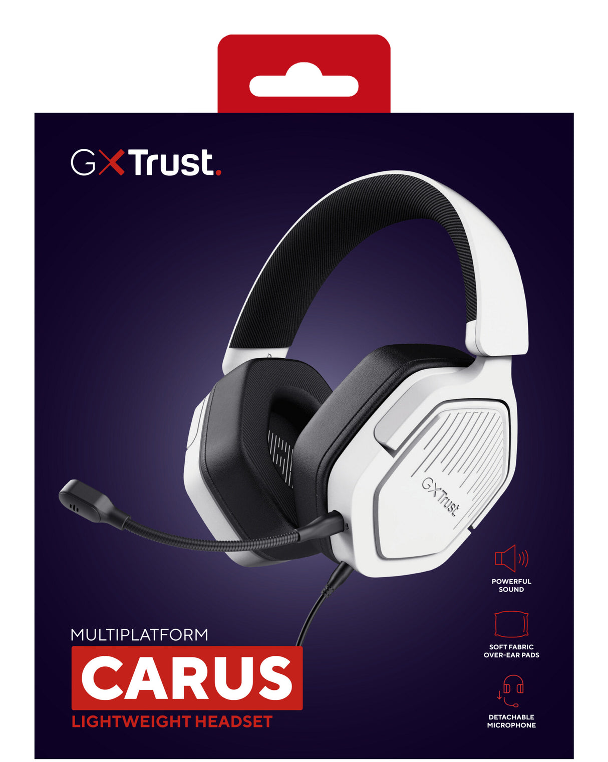 Trust GXT492W Carus Headset Ledningsført Spil Hvid
