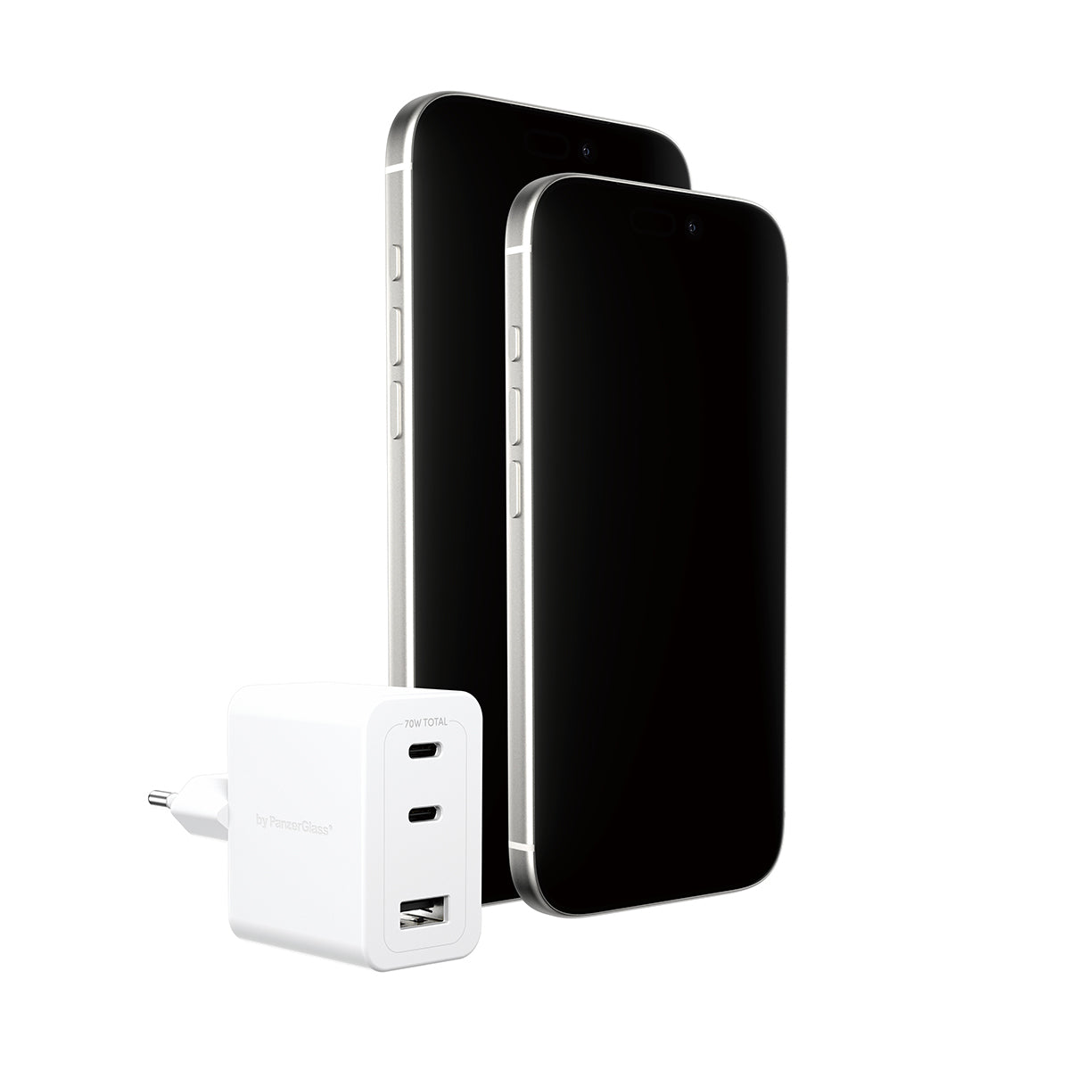 PanzerGlass empower by ® Turbo 70W Multiple Oplader inkl. 2 x USB-C + USB-A | EU Stik | Silver White