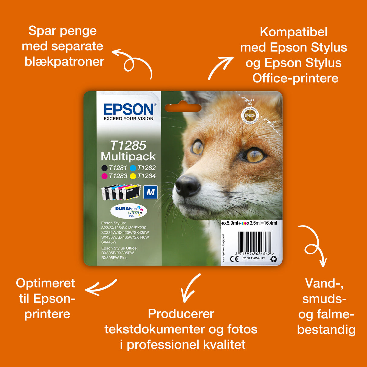 Epson Fox T1282 ræv DURABrite Ultra enkeltpakke cyan blæk
