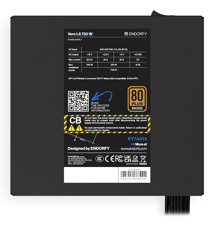 ENDORFY Vero L6 enhed til strømforsyning 750 W 24-pin ATX ATX Sort
