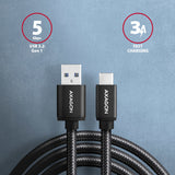 Axagon BUCM3-AM10AB USB-kabel USB 3.2 Gen 1 (3.1 Gen 1) 1 m USB C USB A 5 Gbit/sek. Sort