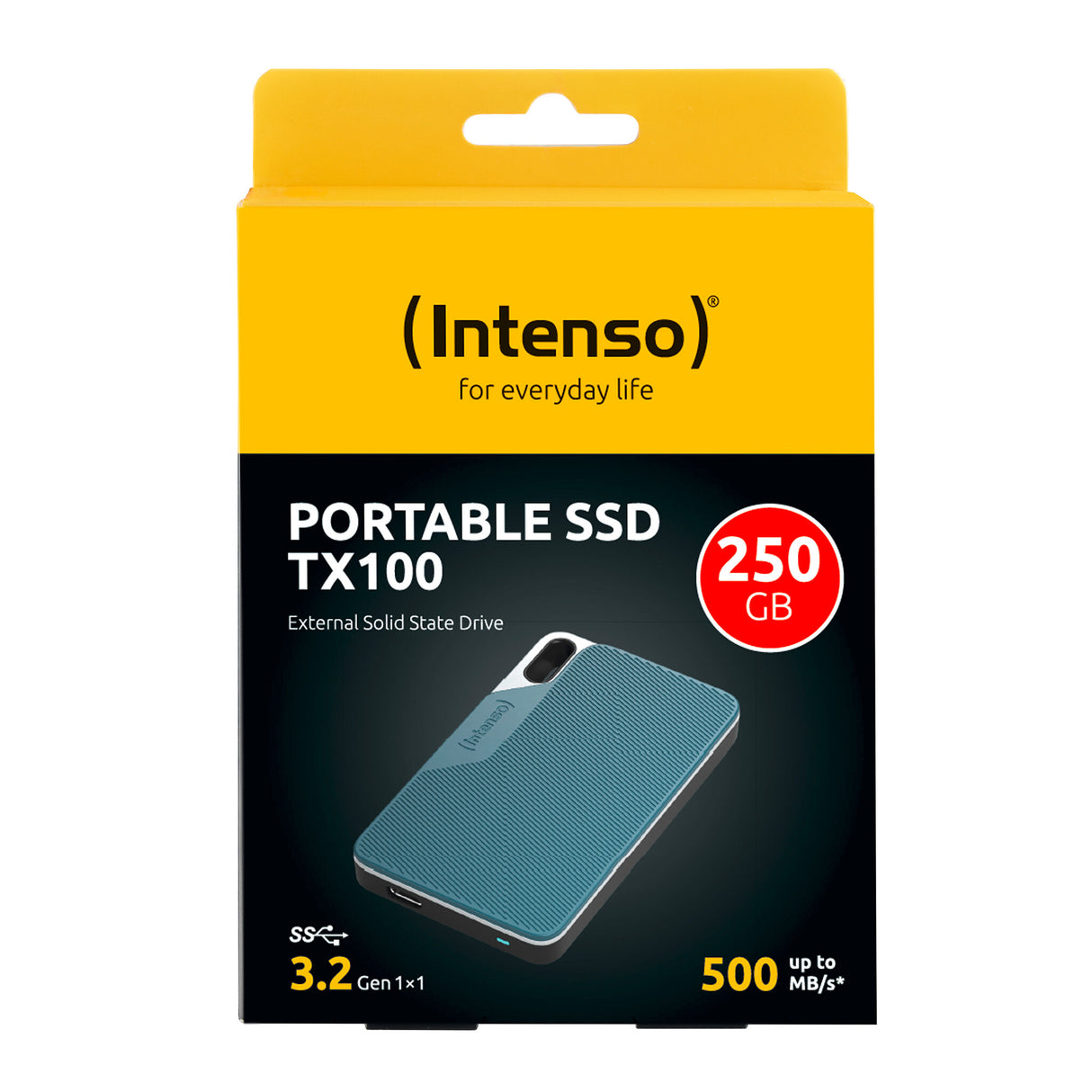 Intenso Lesen/Schreiben bis zu 500 MB/s/250GB USB Type-C 3.2 Gen 1 (3.1 Gen 1) Blå, Grå