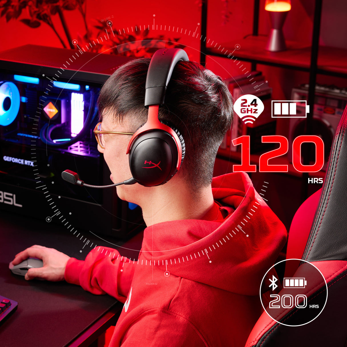 HyperX Cloud III S Wireless – gamingheadset (sort-rød)