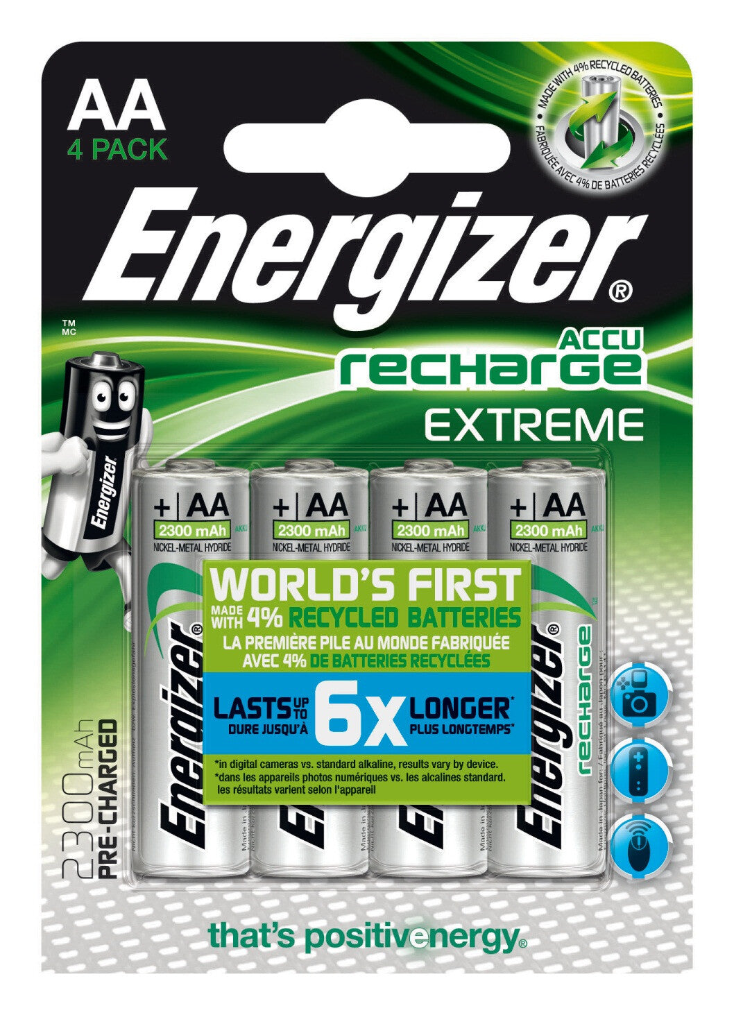 Energizer Accu Recharge Extreme 2300 AA BP4 Genopladeligt batteri Nikkel-Metalhydrid (NiMH)