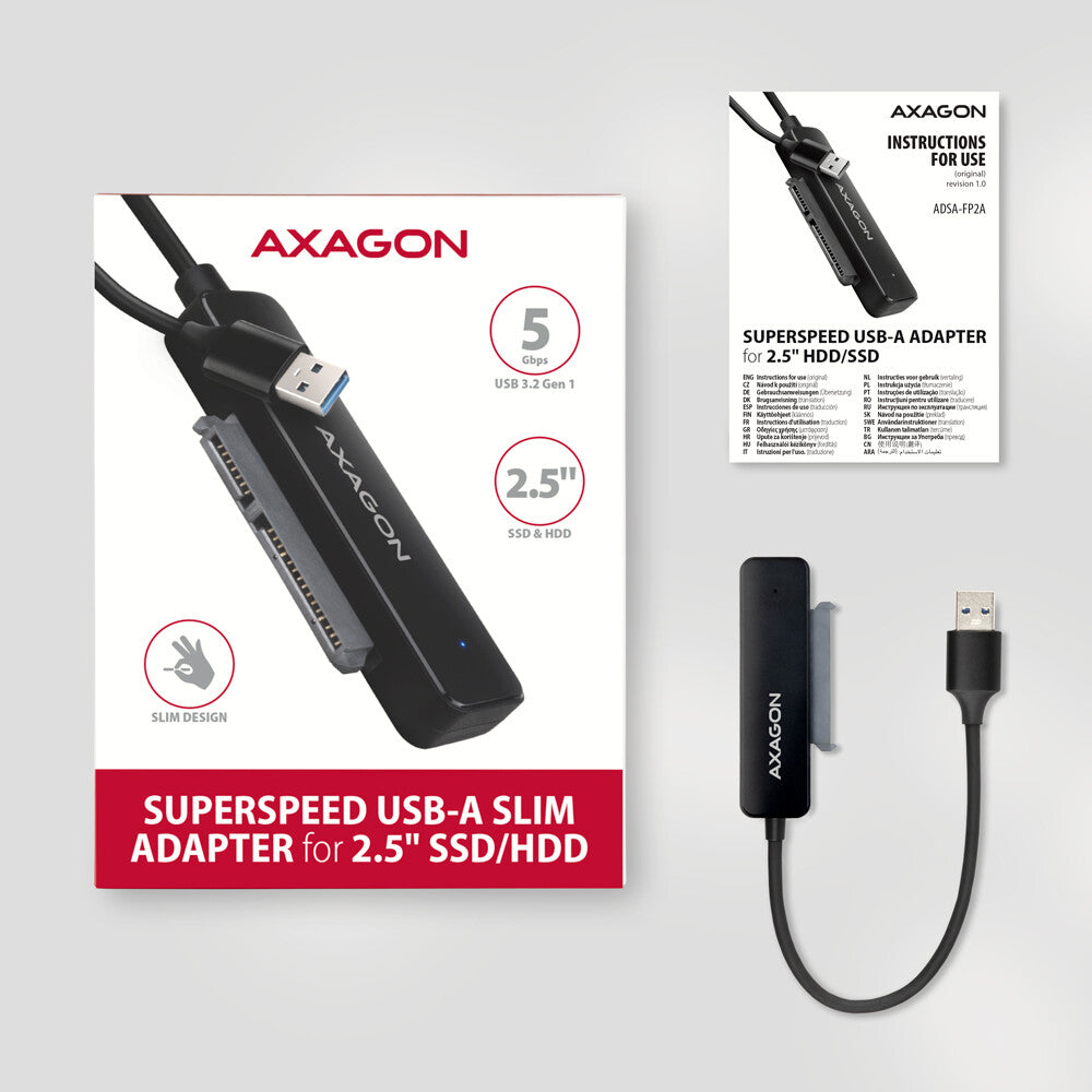 Axagon ADSA-FP2A interface-kort/adapter SATA, USB 3.2 Gen 1 (3.1 Gen 1)