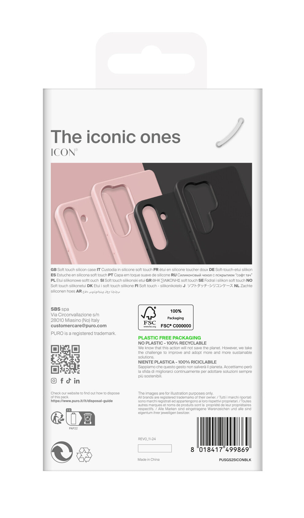 PURO ICON mobiltelefon etui 15,8 cm (6.2") Cover Sort