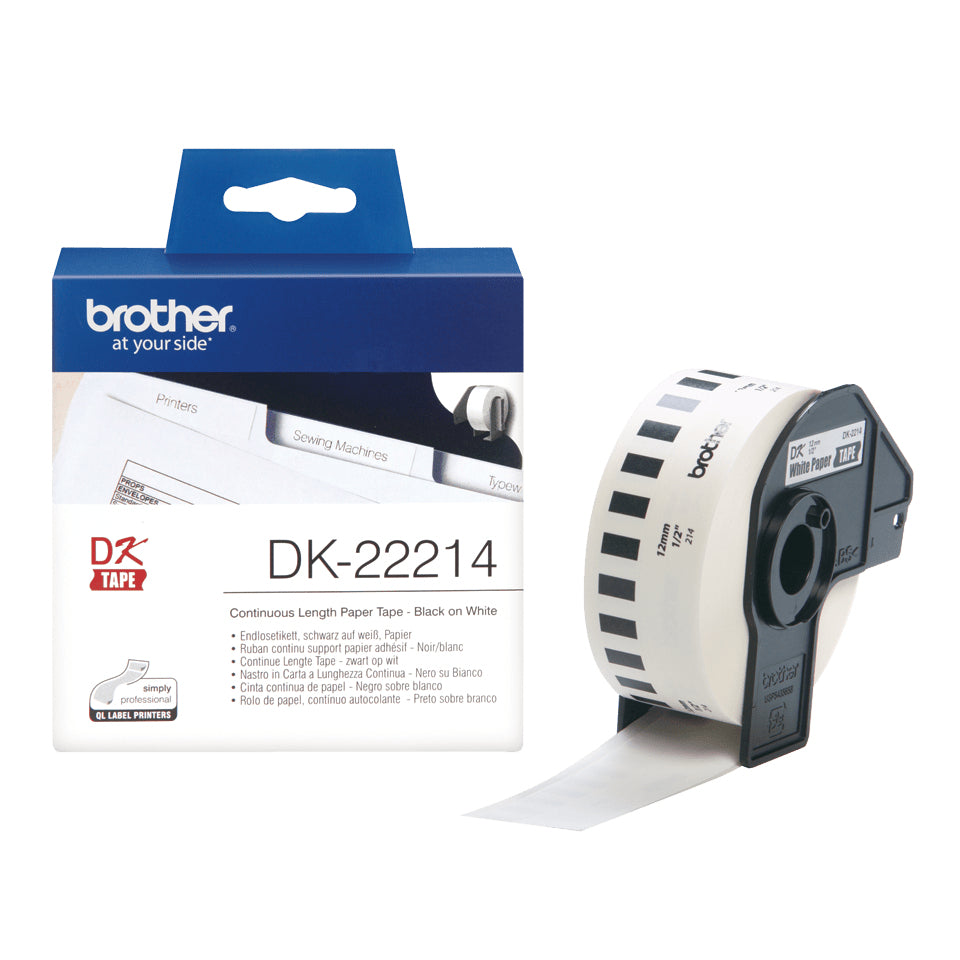 Brother DK-22214 etiketbånd Sort på hvid