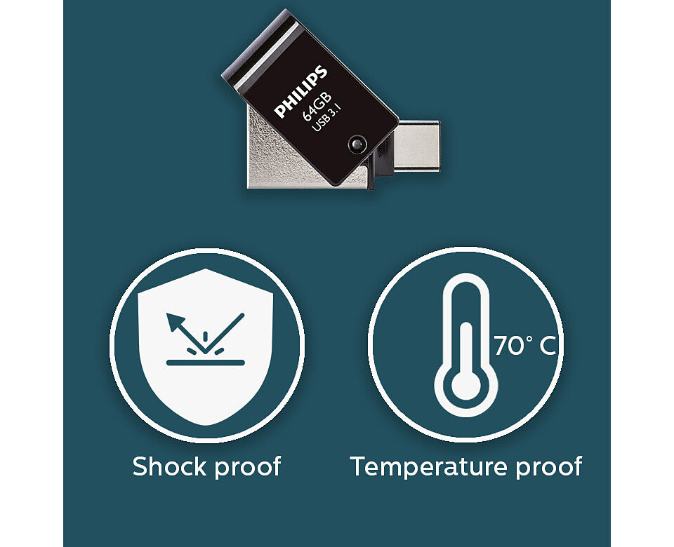 Philips FM64DC152B/00 USB-nøgle 64 GB USB Type-A 3.2 Gen 1 (3.1 Gen 1) Sort, Sølv
