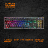 Deltaco Gaming RGB-tastatur, 105 taster, nordisk layout, orange LED-belysning, USB, sort/RGB