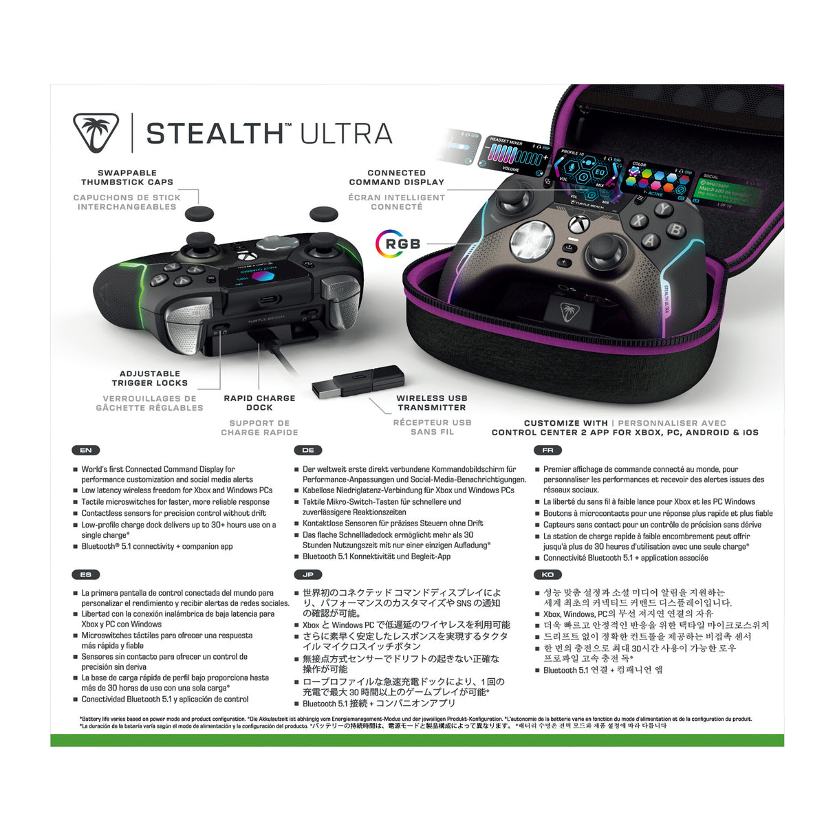 Turtle Beach Stealth Ultra Sort, Grå Bluetooth/USB Gamepad Analog/digital Android, PC, Xbox One, Xbox Series S, Xbox Series X