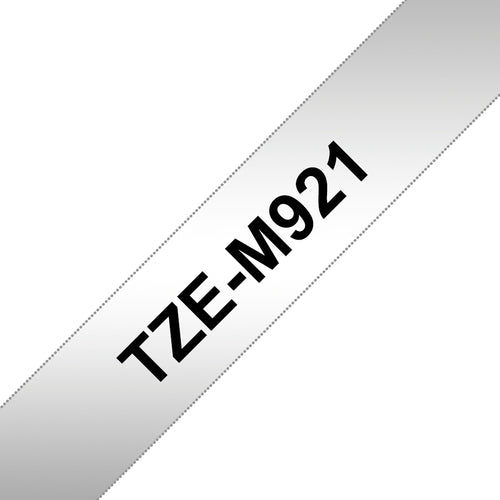 Brother TZE-M921 etiketbånd Sort på metallic