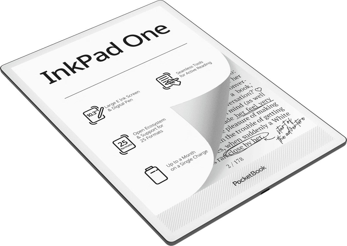 PocketBook InkPad One 1030 10.3  E-ink Mobius 32GB Wi-Fi E-reader - Matte Black