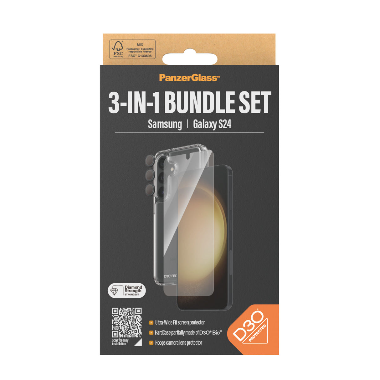 PanzerGlass ® 3-i-1 Beskyttelsespakke Samsung Galaxy S24 | Ultra-Wide Fit