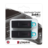 Kingston Technology DataTraveler Exodia USB 3.2 Flash-drev (sort + turkis) - 2 stk