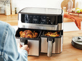 Tefal Dual Easy Fry & Grill EY905D Dobbelt 8,3 L Enkeltstående 2700 W Varmluftsteger Rustfrit stål