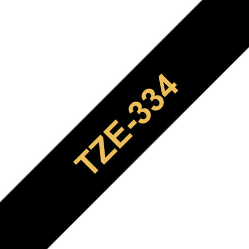 Brother TZE-334 etiketbånd Guld på sort