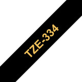 Brother TZE-334 etiketbånd Guld på sort