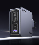 Ugreen Nexode Pro 160W GaN Charger with USB-C Cable Universel Sort, Grå Vekselstrøm Hurtig opladning Indendørs