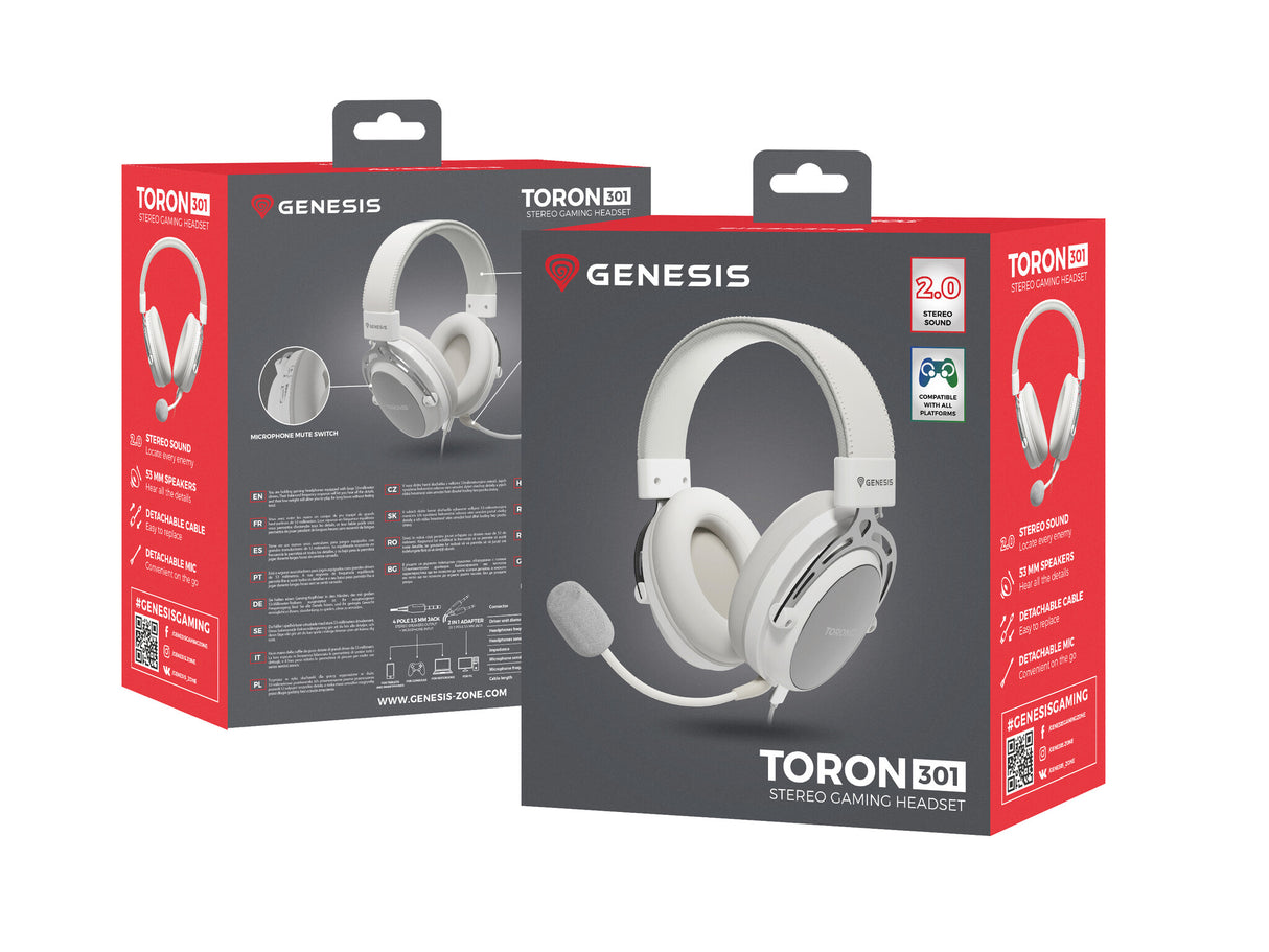 GENESIS Toron 301 Headset Ledningsført Spil Hvid