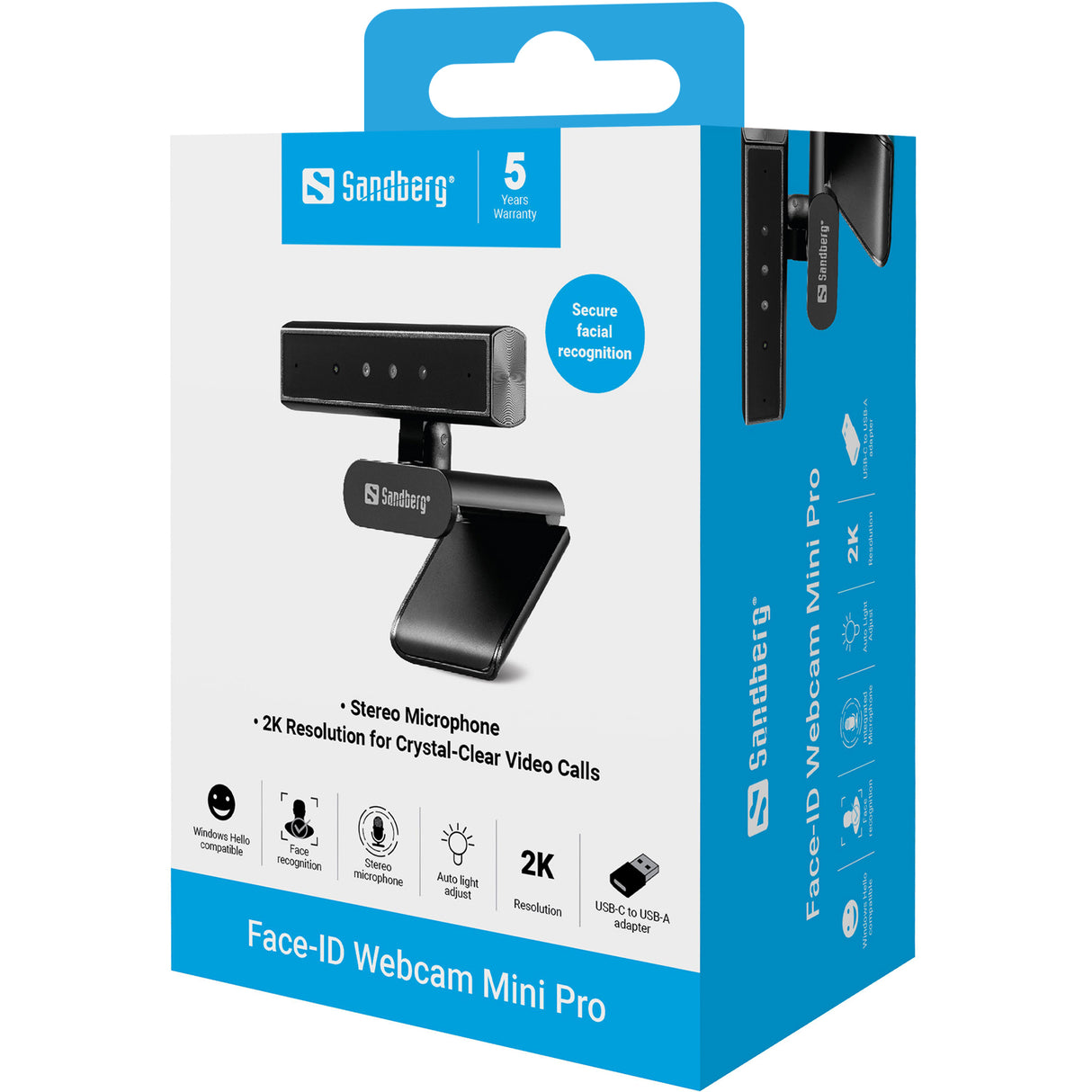 Sandberg 134-44 webcam 5 MP 2592 x 1944 pixel USB-C Sort