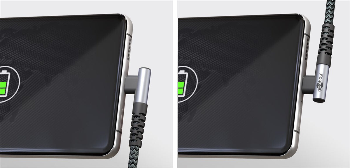 Goobay USB-A til USB-C 90° vinklet kabel 0.5 m Sølv