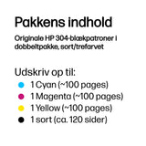 HP 304 Farve (cyan, magenta, gul) Pigmenteret sort Blæk 3JB05AE