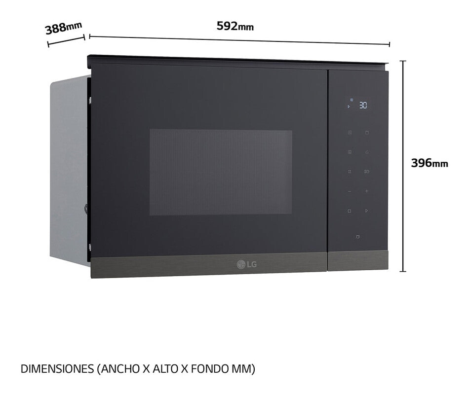 LG MG7Z2593B mikrobølgeovn Sort, Rustfrit stål Grill mikroovn Indbygget 25 L 900 W