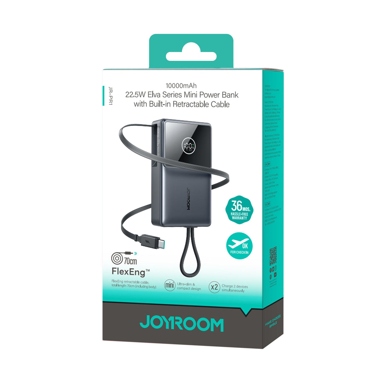 JOYROOM JR-PR1 powerbank Lithium polymer (LiPo) 10000 mAh Sort