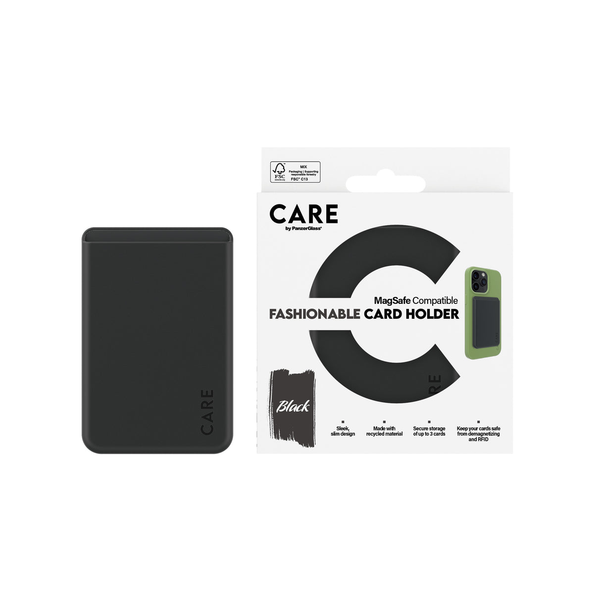 PanzerGlass CARE by ® Fashionable Kortholder Sort iPhone
