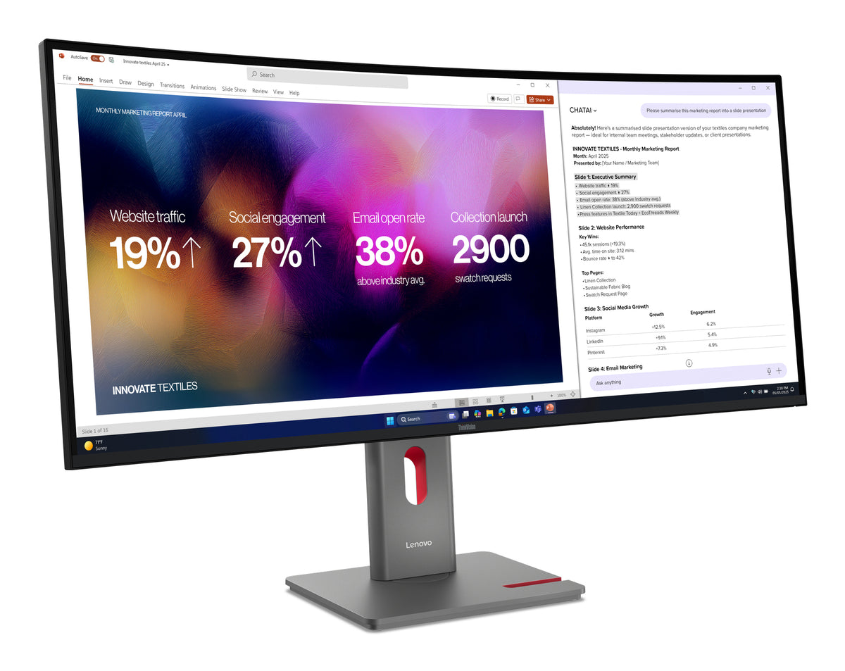 Lenovo ThinkVision P40WD-40 40 IPS 5120 x 2160 (UltraWide) Thunderbolt 4 HDMI DisplayPort 120Hz