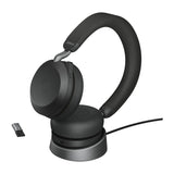 Jabra Evolve2 75 Headset Kabel & trådløs Kontor/Callcenter Bluetooth Opladningsstativ Sort