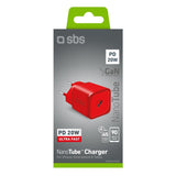 SBS TETRGAN1C20R oplader til mobil enhed Hovedtelefoner, Bærbar højttaler, Smartphone, SmartWatch, Tablet Rød Vekselstrøm Hurtig opladning Indendørs