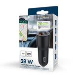 Gembird TA-UC-AC2PDQC38-CAR-01 oplader til mobil enhed Universel Sort Cigartænder Hurtig opladning Automatisk