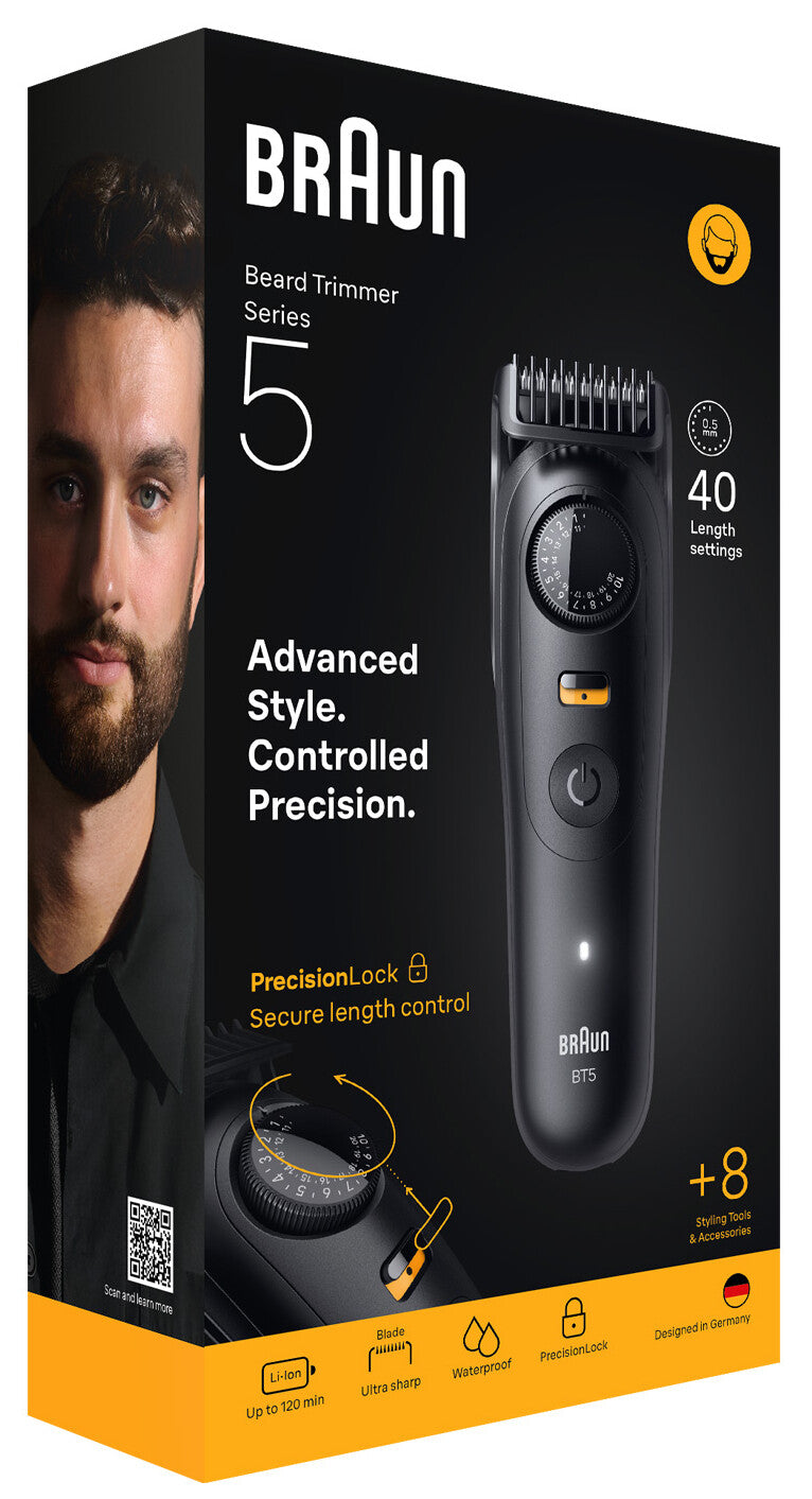 Braun BeardTrimmer 5 BT5560 skæg trimmer Batteri 40 2 cm Våd og tør Sort