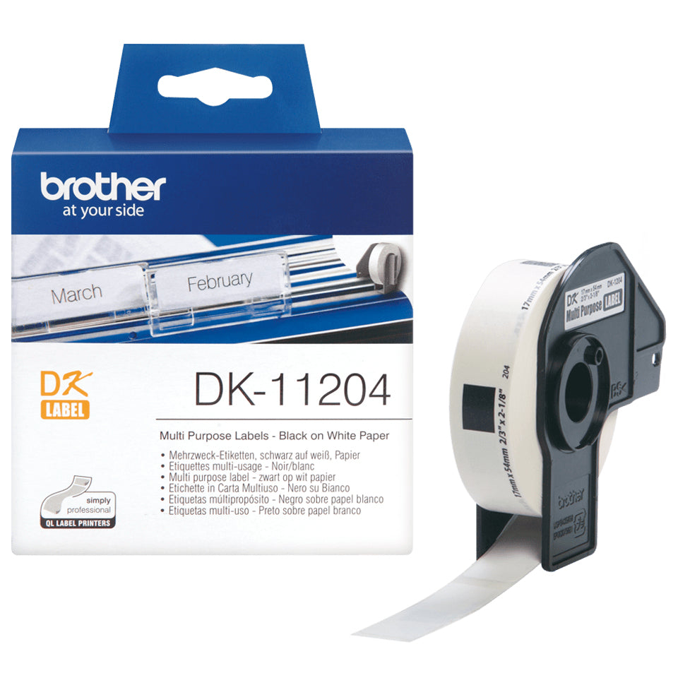 Brother DK-11204 etiketbånd Sort på hvid