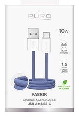 PURO PUCAC10WFABK415MTBL USB-kabel USB 2.0 1,5 m USB A USB C Blå