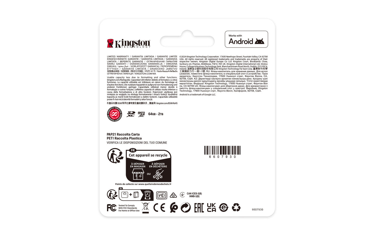Kingston Technology 1 TB microSDXC Canvas Select Plus Gen3 150 MB/s A1-kort + adapter