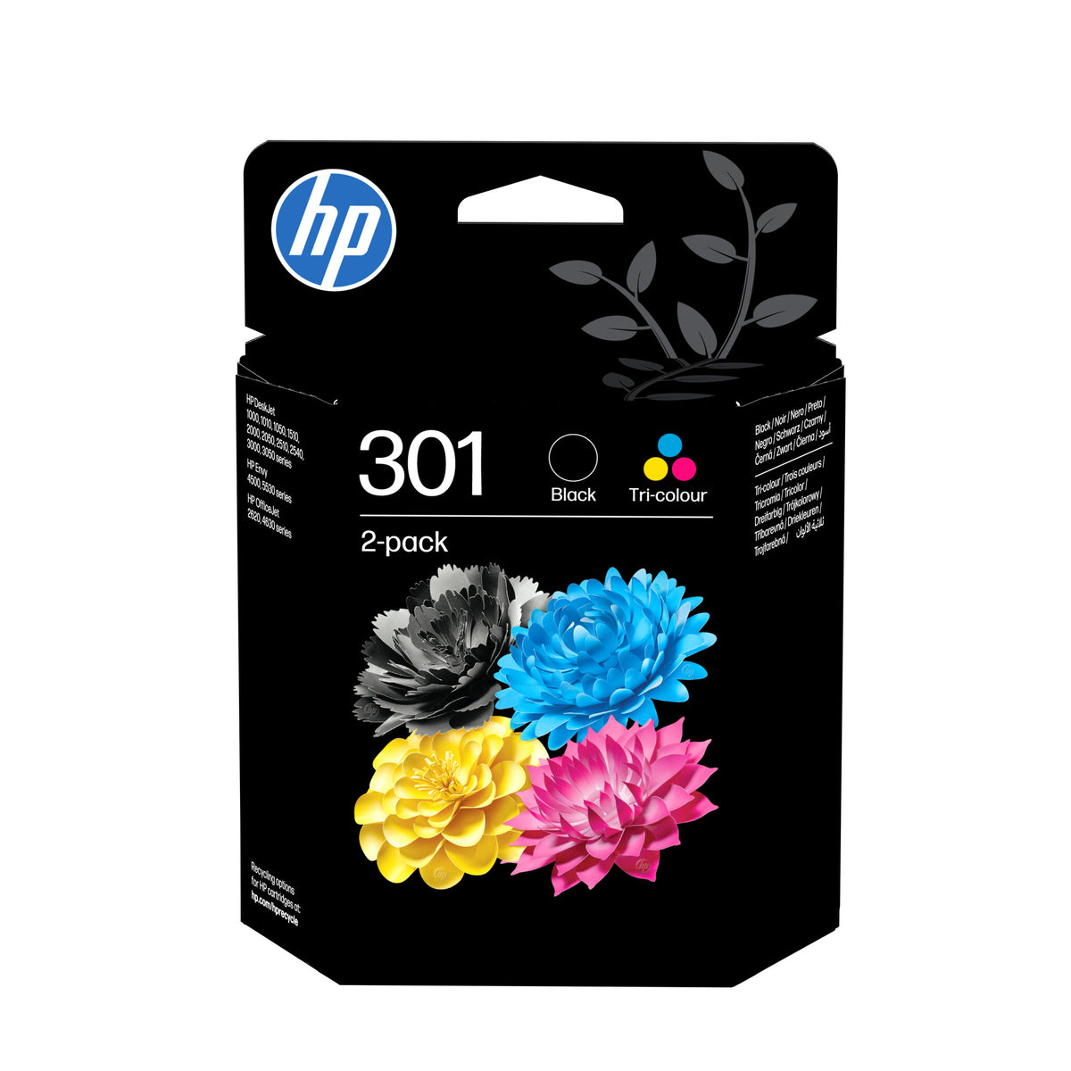 HP 301 Sort Farve (cyan, magenta, gul) Blæk N9J72AE