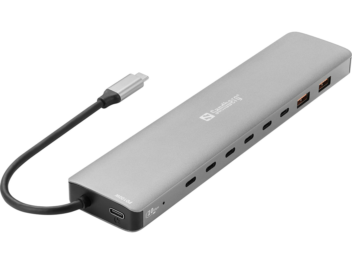 Sandberg 136-80 dockingstation Ledningsført USB 3.2 Gen 2 (3.1 Gen 2) Type-C Grå