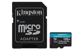 Kingston Technology 128 GB microSDXC Canvas Go! Plus Gen4 200 MB/s A2 U3 V30-kort + adapter