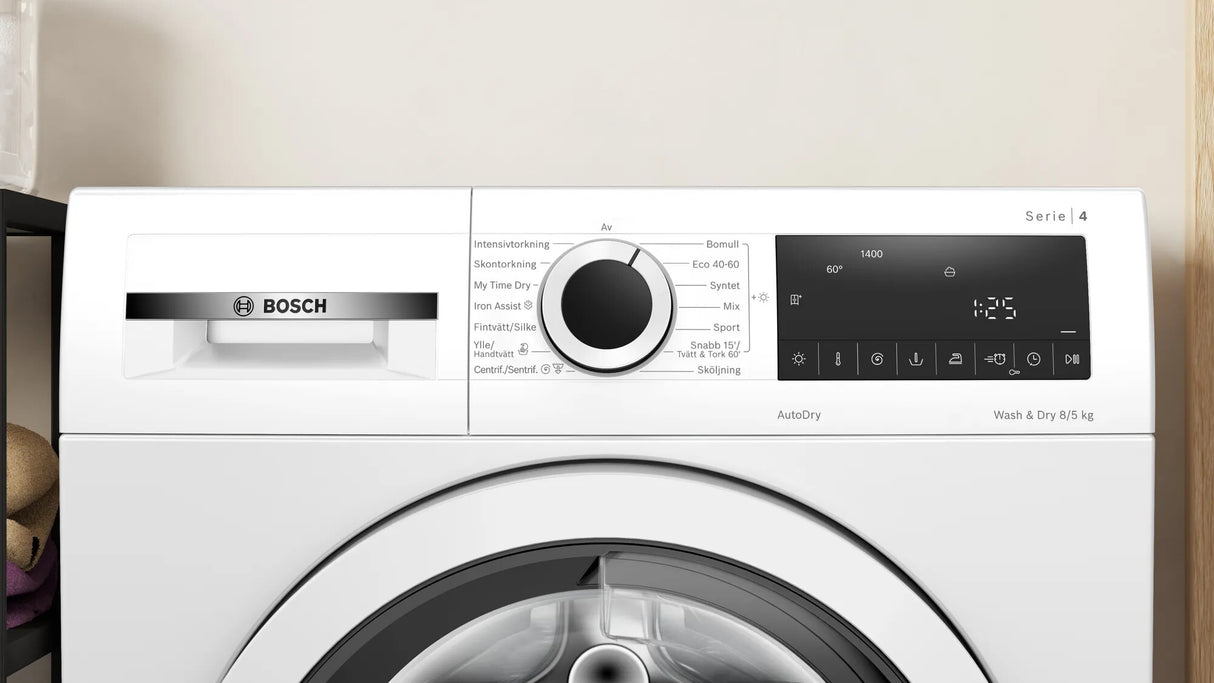 Bosch Serie 4 WNA134B0SN vaskemaskine - tørretumbler Fritstående Front-læsning Hvid