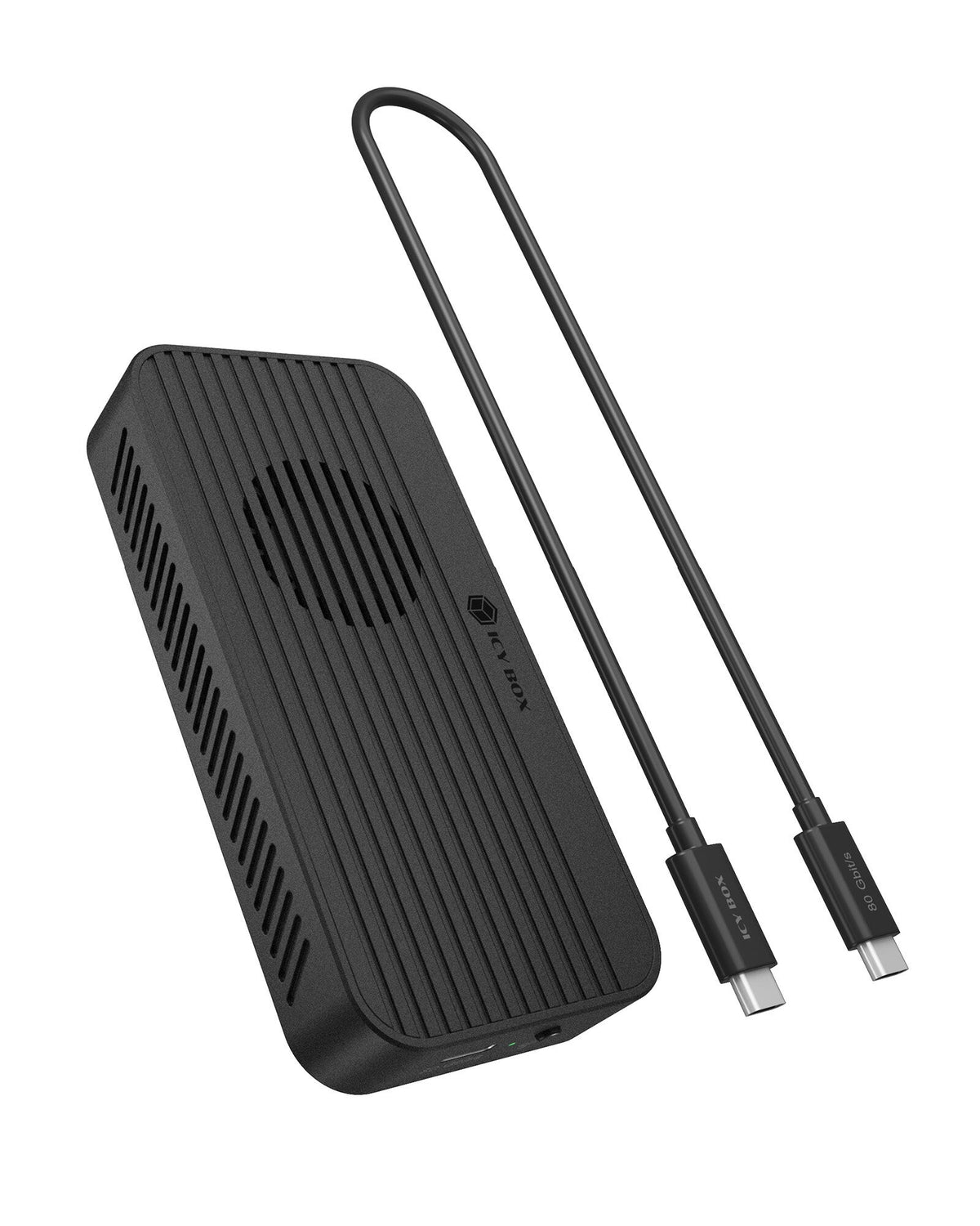 ICY BOX Diamond Case 1980 M.2 NVMe SSD enclosure with Thunderbolt 5 technology and a transfer speed of up to 80 Gbps
