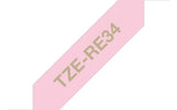 Brother TZE-RE34 etiketbånd Guld på pink