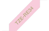 Brother TZE-RE34 etiketbånd Guld på pink