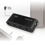 LogiLink UA0085 interface hub USB 2.0 Type-A 480 Mbit/s Sort